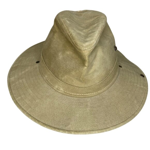 Henshel Hat‎ Company Aussie Walker Bush Hat Khaki Canvas Side Snap Medium USA - Picture 5 of 8
